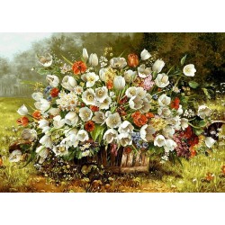 نخ و نقشه تابلو فرش گل کد 74