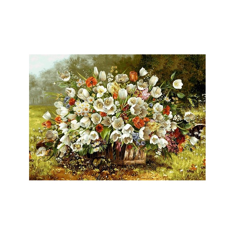 نخ و نقشه تابلو فرش گل کد 74