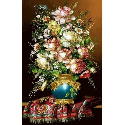 نخ و نقشه تابلو فرش گل کد 77