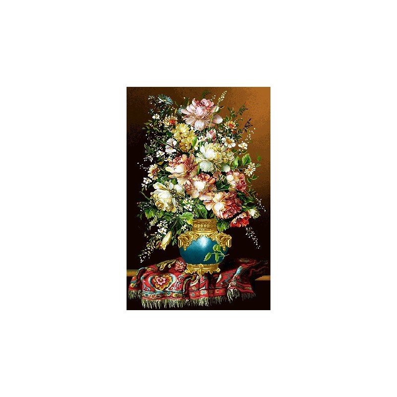 نخ و نقشه تابلو فرش گل کد 77