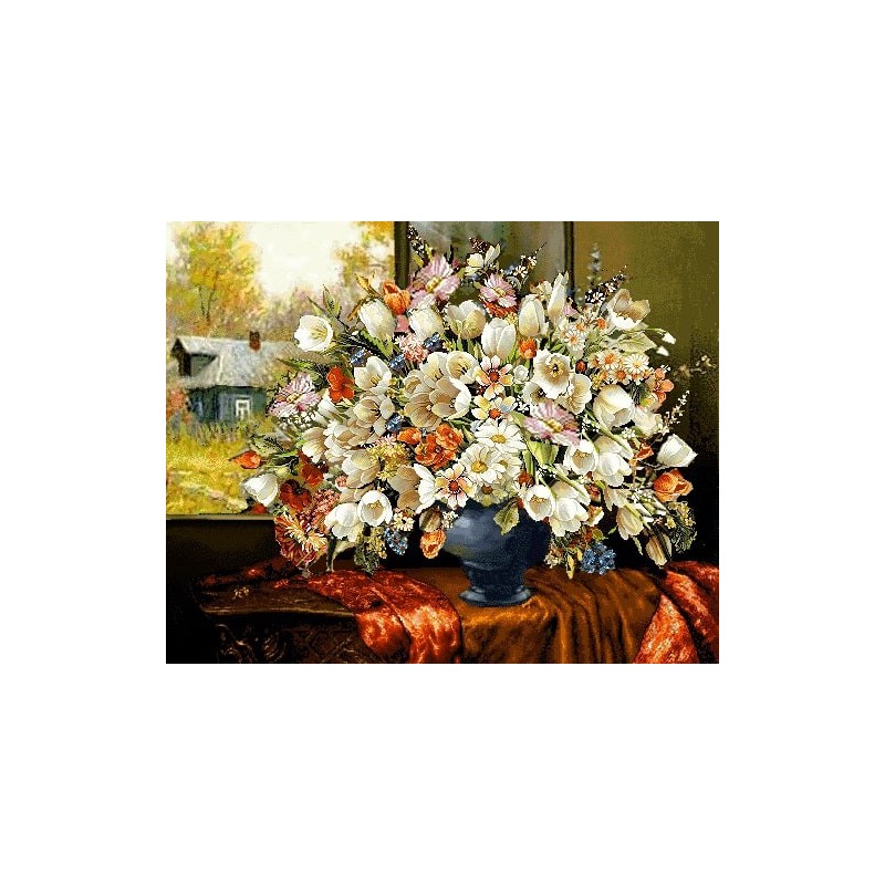 نخ و نقشه تابلو فرش گل کد 79