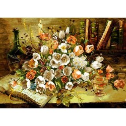 نخ و نقشه تابلو فرش گل کد 80