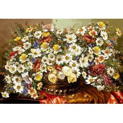 نخ و نقشه تابلو فرش گل کد 85