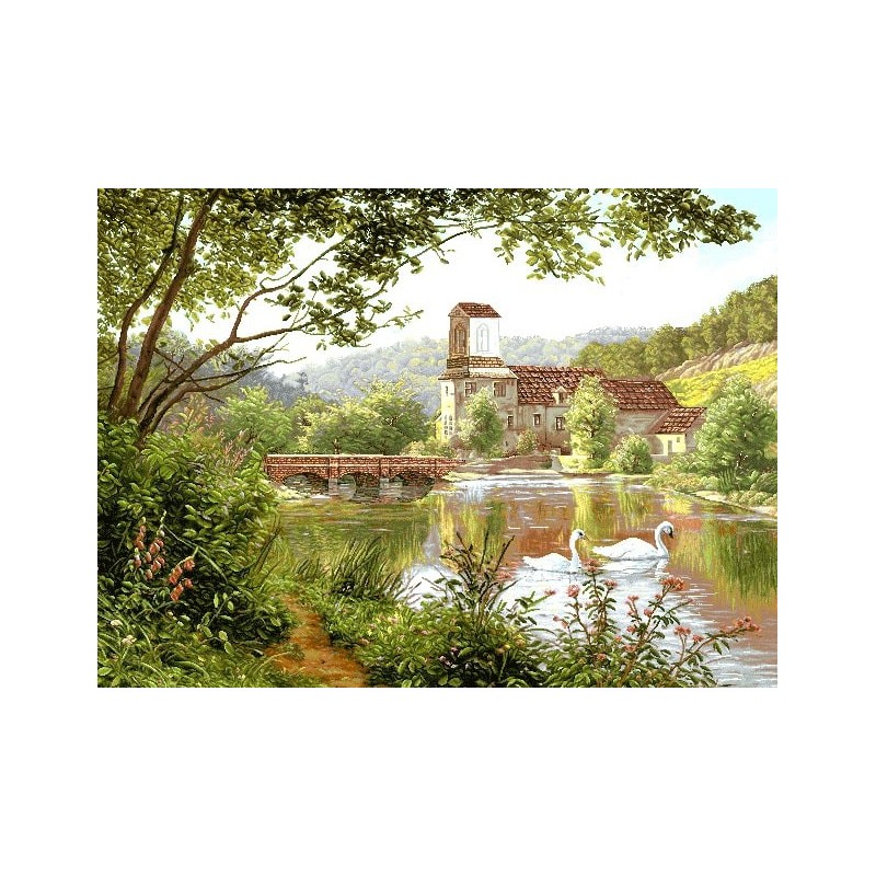 نخ و نقشه تابلو فرش طبیعت کد 94