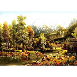 نخ و نقشه تابلو فرش طبیعت کد 100