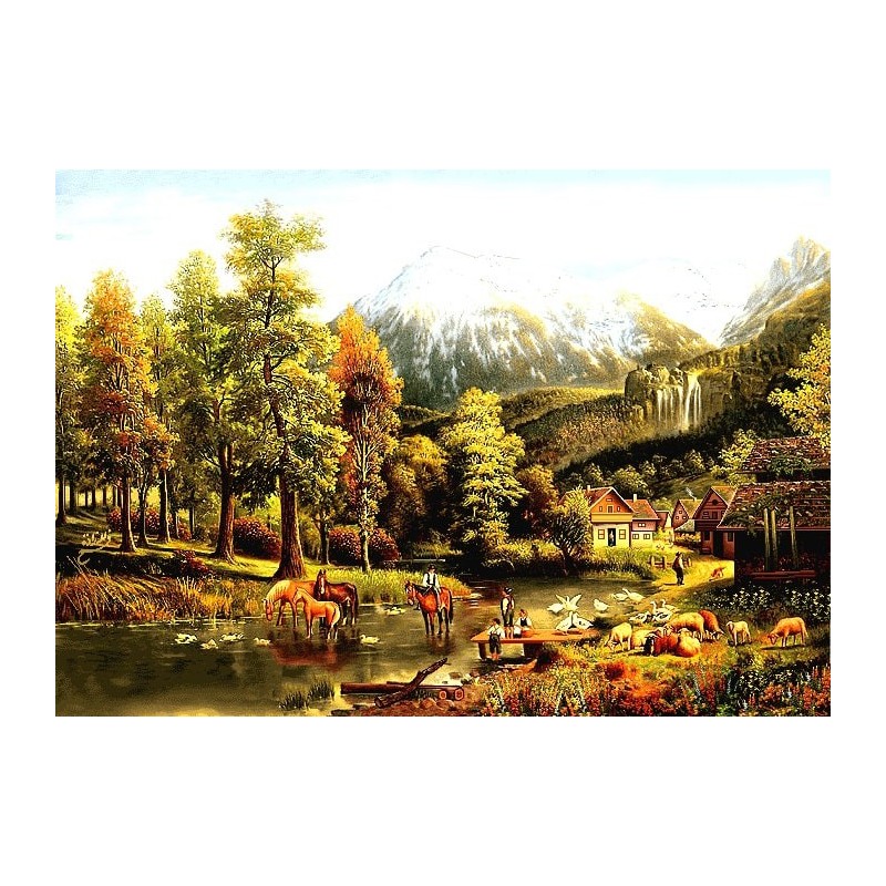 نخ و نقشه تابلو فرش طبیعت کد 100