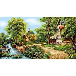 نخ و نقشه تابلو فرش طبیعت کد 102