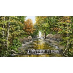 نخ و نقشه تابلو فرش طبیعت کد 105