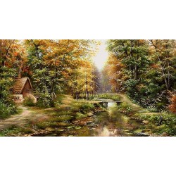 نخ و نقشه تابلو فرش طبیعت کد 107