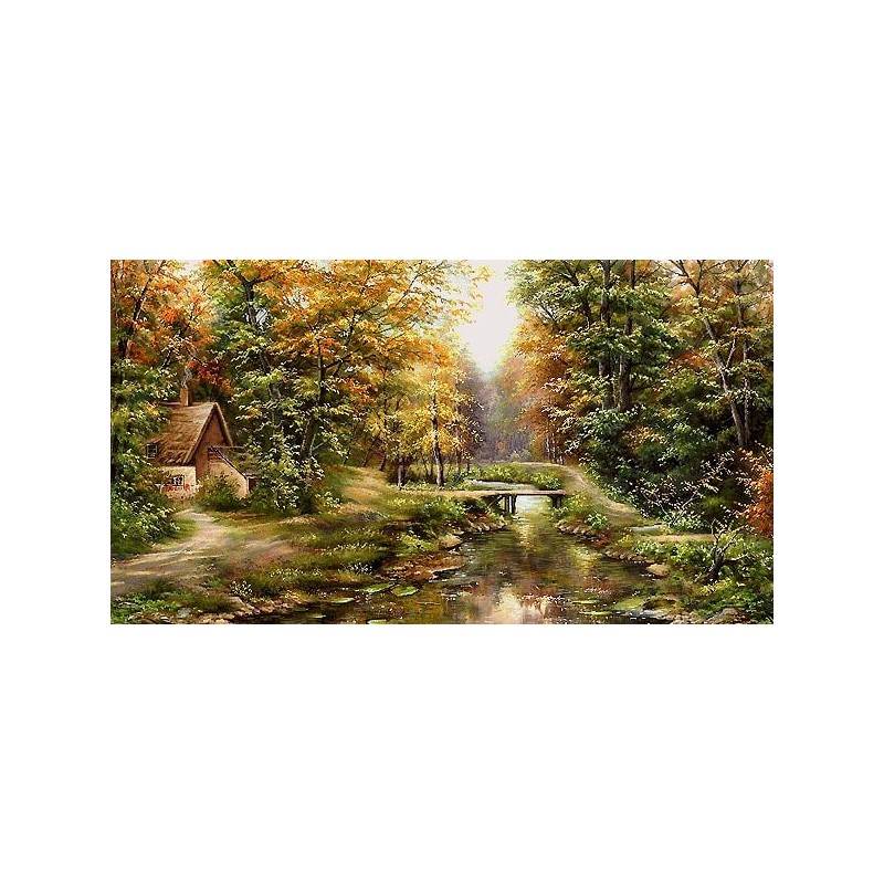 نخ و نقشه تابلو فرش طبیعت کد 107