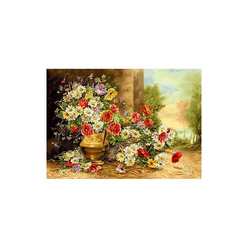 نخ و نقشه تابلو فرش گل کد 71