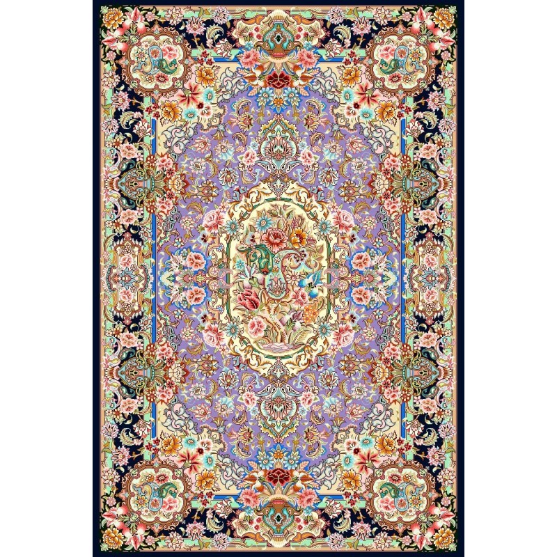 نخ و نقشه فرش طرح سالاری کد 1 زمینه سورمه ای