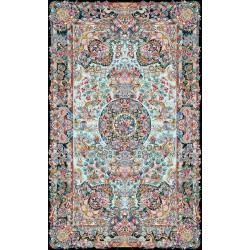 نخ و نقشه فرش کد 103 زمینه کرم آبی