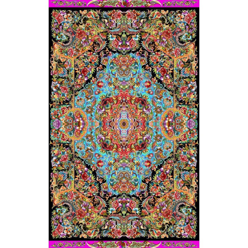 نخ و نقشه فرش کد 11 زمینه فیروزه ای