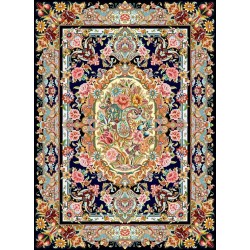 نخ و نقشه فرش کد 15 زمینه سورمه ای