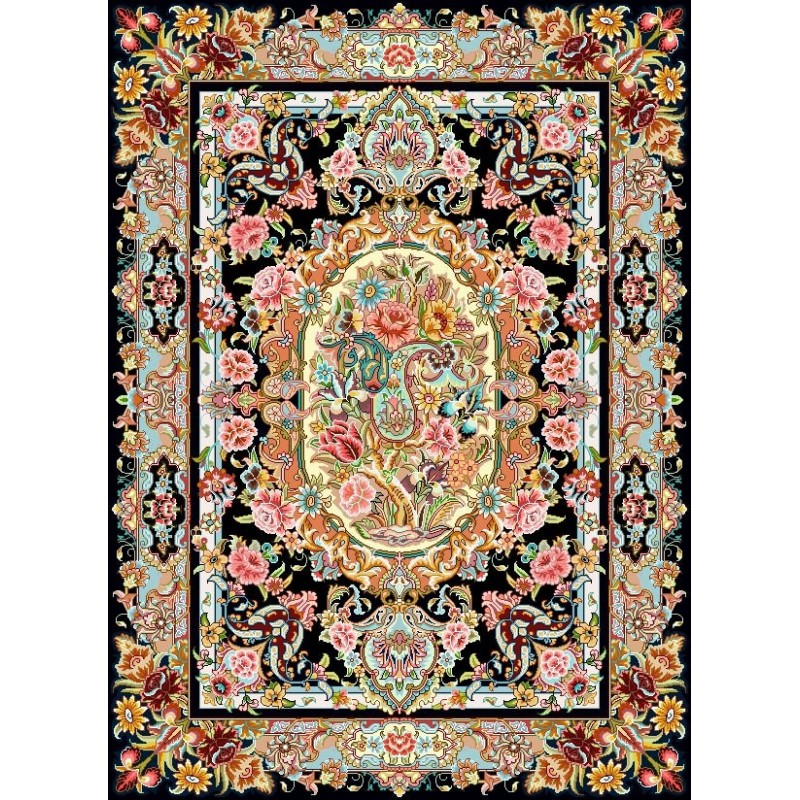 نخ و نقشه فرش کد 15 زمینه مشکی