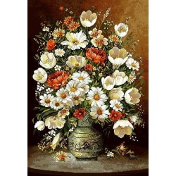 نخ و نقشه تابلو فرش گل کد 87