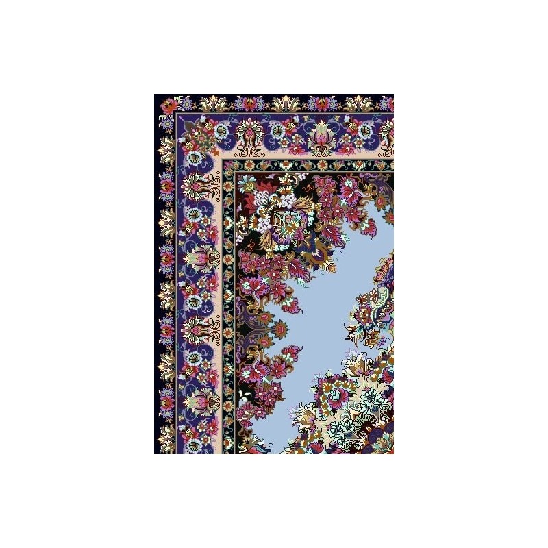 نخ و نقشه فرش کد 14 زمینه آبی فیروزه ای