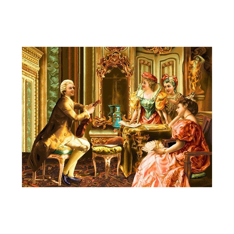 نخ و نقشه تابلو فرش فرانسوی کد 23 طرح محفل دوستانه  