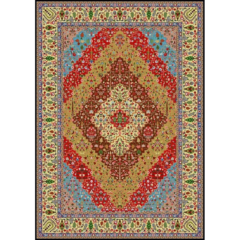 نخ و نقشه فرش تمام ابریشم کد 1