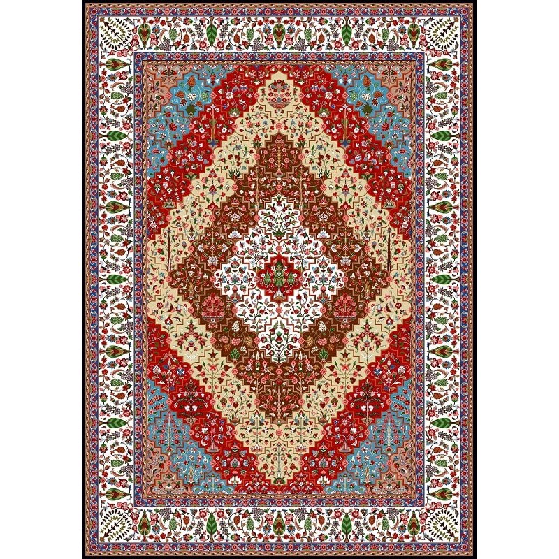 نخ و نقشه فرش تمام ابریشم کد 1 ترنج سفید