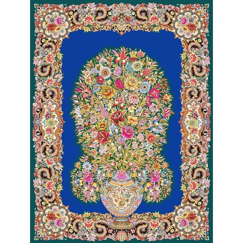 نخ و نقشه فرش تمام ابریشم کد 2