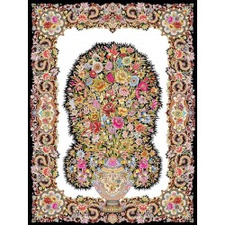 نخ و نقشه فرش تمام ابریشم کد 2 کرم