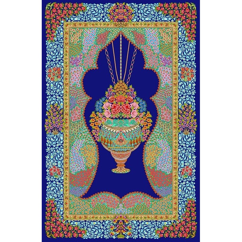 نخ و نقشه فرش تمام ابریشم کد 3