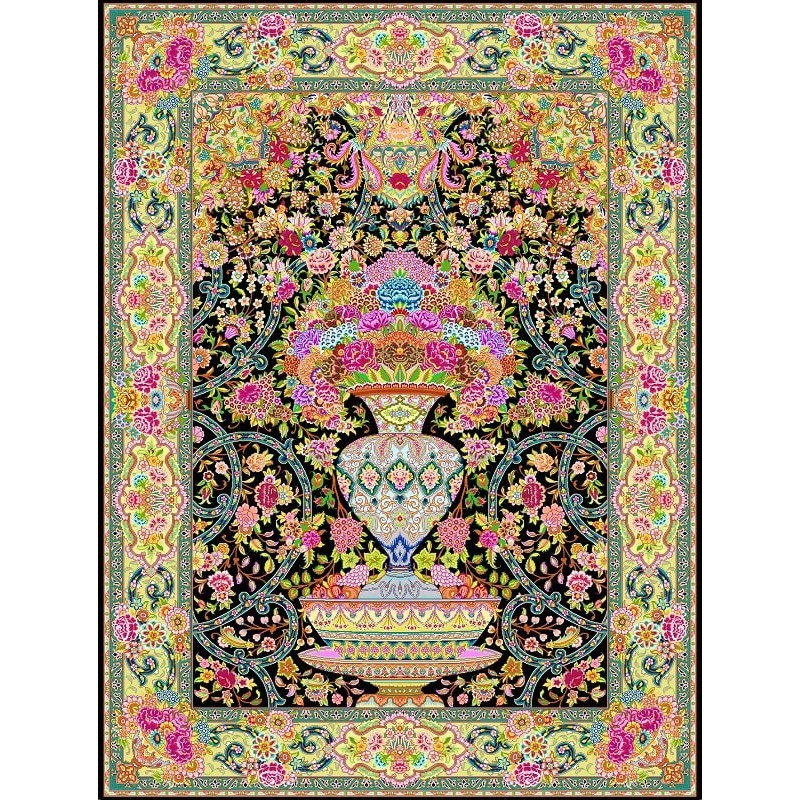 نخ و نقشه فرش تمام ابریشم کد 4