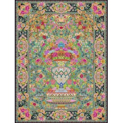 نخ و نقشه فرش تمام ابریشم کد 4 طوسی