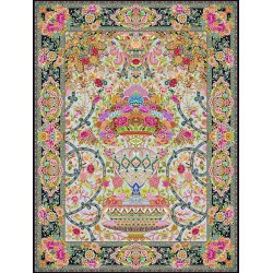 نخ و نقشه فرش تمام ابریشم کد 4 فیروزه ای