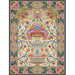 نخ و نقشه فرش تمام ابریشم کد 4 کرم