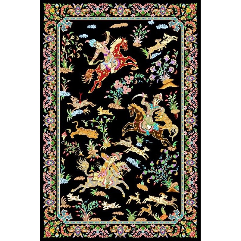 نخ و نقشه فرش تمام ابریشم کد 5