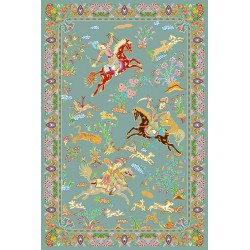 نخ و نقشه فرش تمام ابریشم کد 5 طوسی