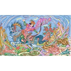 نخ و نقشه فرش تمام ابریشم کد 6