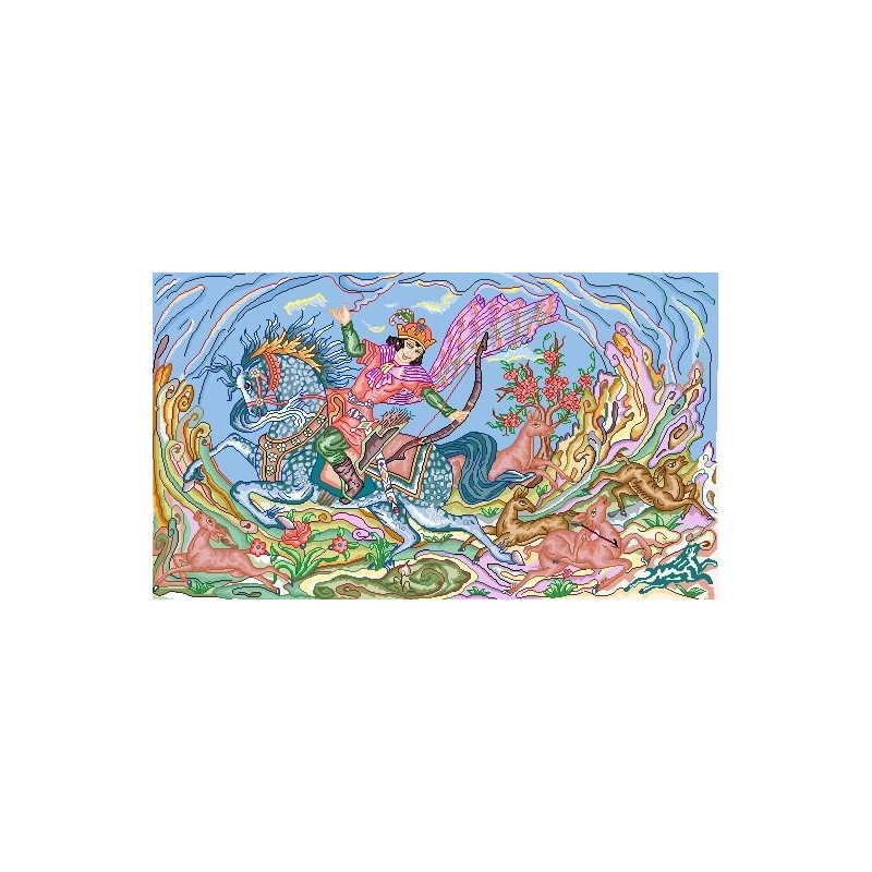 نخ و نقشه فرش تمام ابریشم کد 6