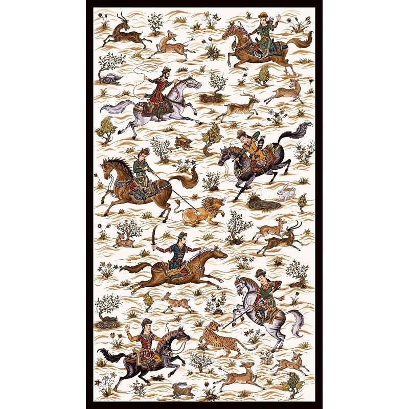 نخ و نقشه فرش تمام ابریشم کد 8 کرم