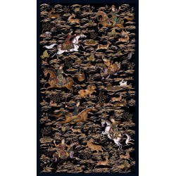 نخ و نقشه فرش تمام ابریشم کد 8 مشکی