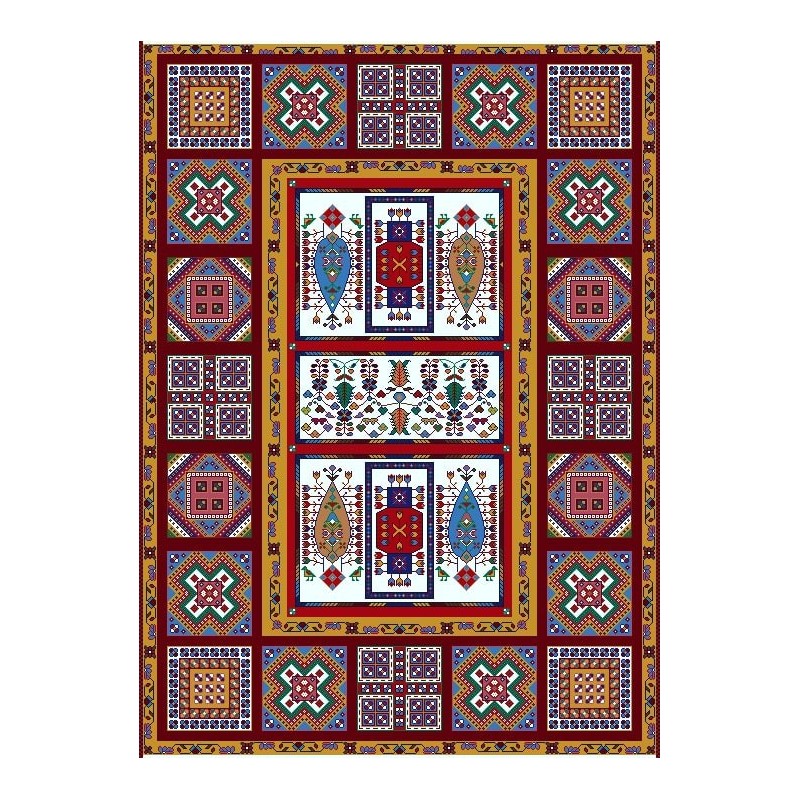 نخ و نقشه فرش تمام ابریشم کد 10