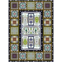 نخ و نقشه فرش تمام ابریشم کد 10 سورمه ای