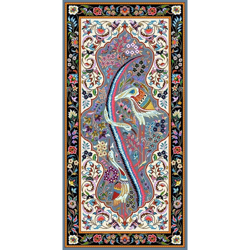 نخ و نقشه فرش تمام ابریشم کد 11 طوسی