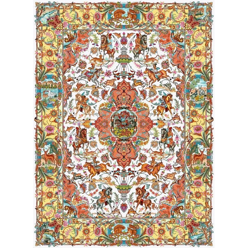 نخ و نقشه فرش تمام ابریشم کد 12