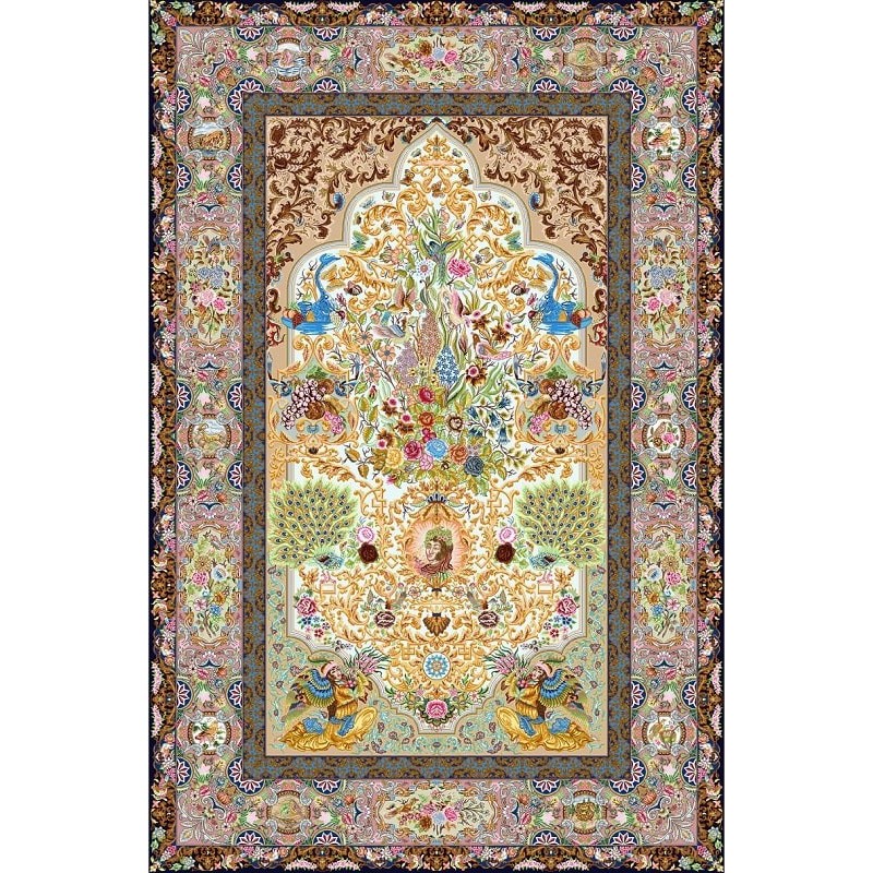 نخ و نقشه فرش تمام ابریشم کد 13