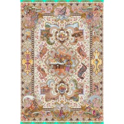 نخ و نقشه فرش تمام ابریشم کد 14