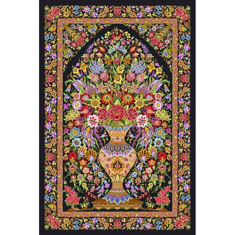 نخ و نقشه فرش تمام ابریشم کد 15