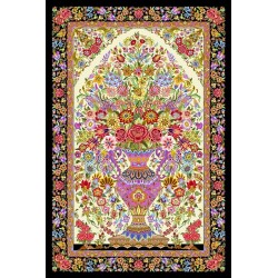 نخ و نقشه فرش تمام ابریشم کد 15 کرم