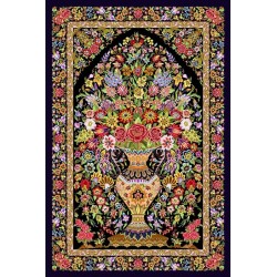 نخ و نقشه فرش تمام ابریشم کد 15 مشکی