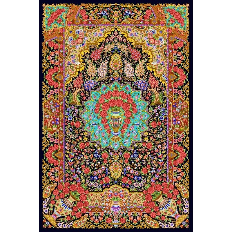 نخ و نقشه فرش تمام ابریشم کد 17