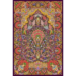 نخ و نقشه فرش تمام ابریشم کد 17 سورمه ای