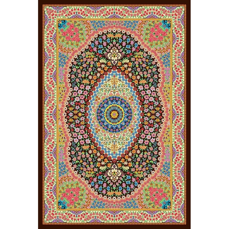 نخ و نقشه فرش تمام ابریشم کد 18